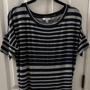Cabi Women's Short Sleeve Dress Soft Rayon Navy & White Stripe, Size Small